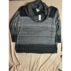 Avenue Black and White Ombre Cowl Neck Sweater 18 NWT